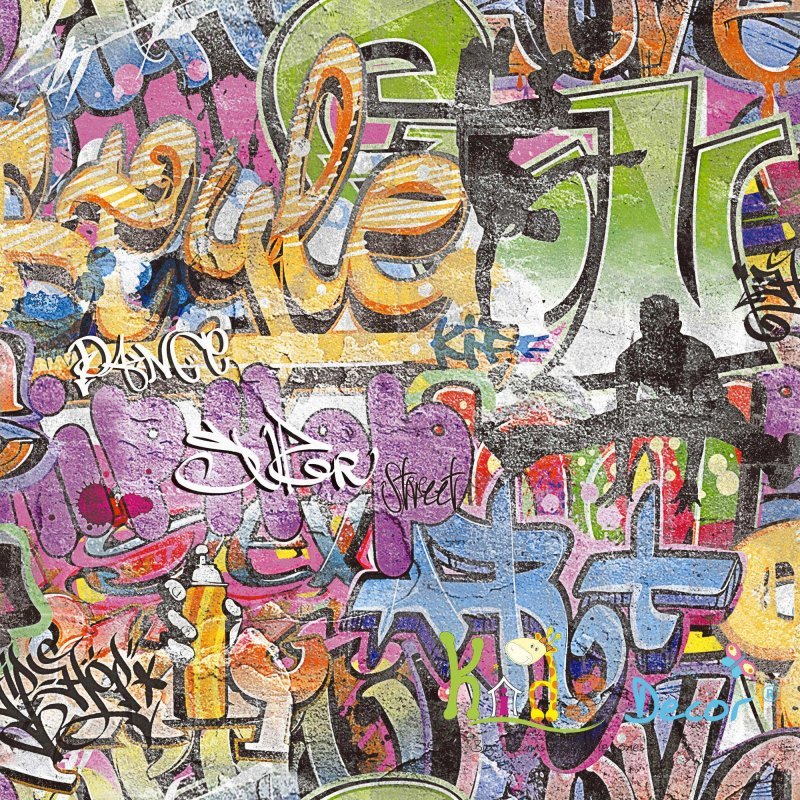 کاغذ دیواری طرح دار اتاق نوجوان طرح گرافیتی ( آلبوم یانگ بیتز) / 68244